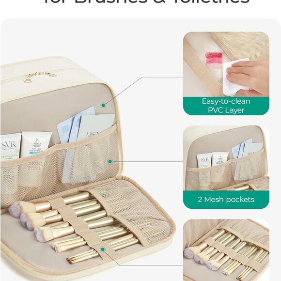 Travel Toiletry Bag, Large Wide-open Travel Bag for Toiletries, Puffy Makeup Cos - Picture 4 of 8